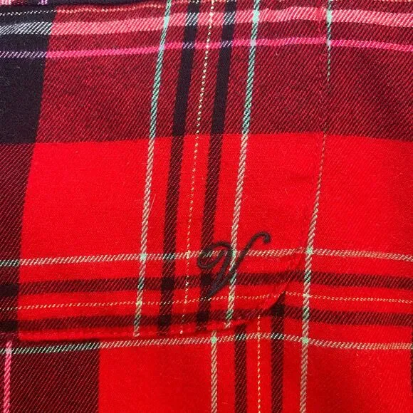 Victoria's Secret 2 piece red plaid tartan short sleeve shirt shorts pajamas XS - Picture 5 of 9